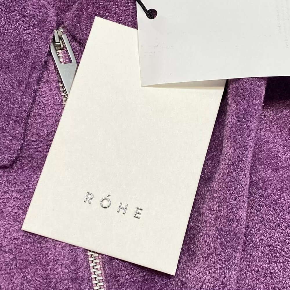 NEW ROHE Womens Sweater Purple Size 4 Innez Velour Quater Zip Pullover - Picture 2 of 10